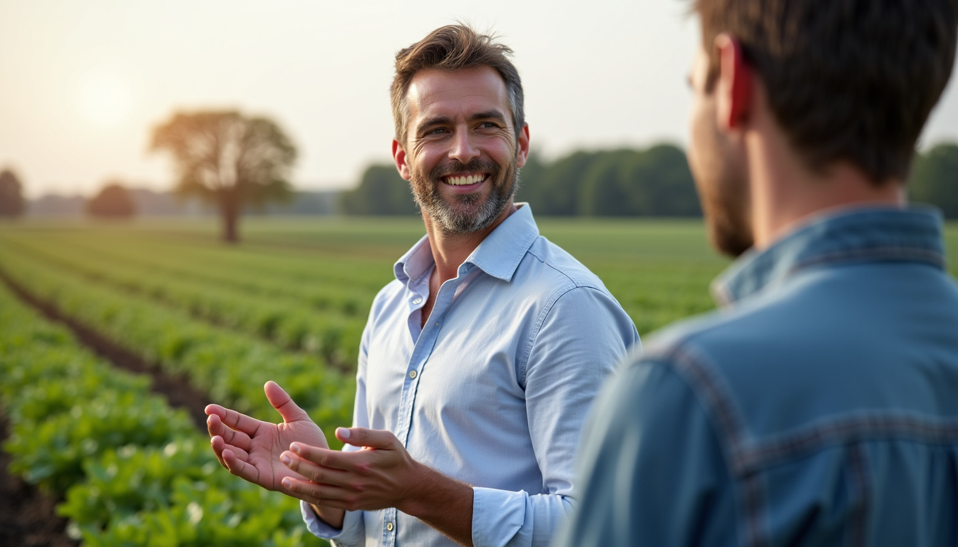 Agriculteur discutant avec un conseiller agricole sur les politiques publiques liées à l