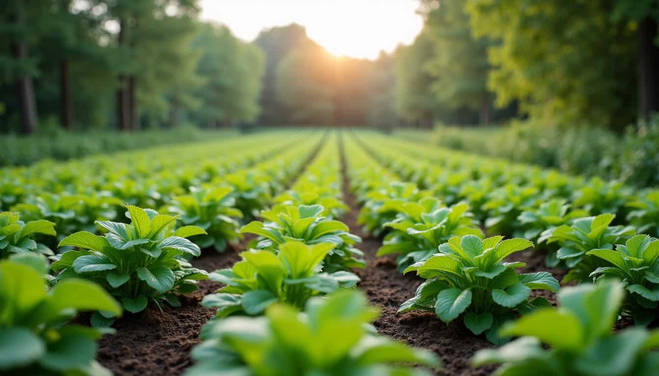 Champ de culture fourragère en bordure de forêt, illustrant la biodiversité et la protection des sols