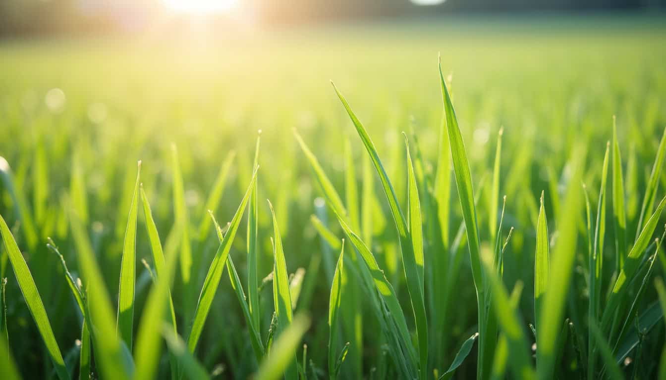 Champ de cultures fourragères mélangées: luzerne et ray-grass en pleine croissance