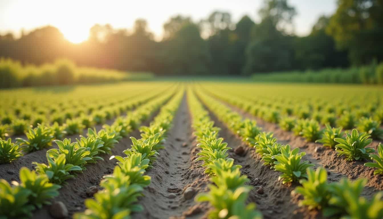 Champ de tournesol en phase de préparation du sol avec analyse de la structure du terrain