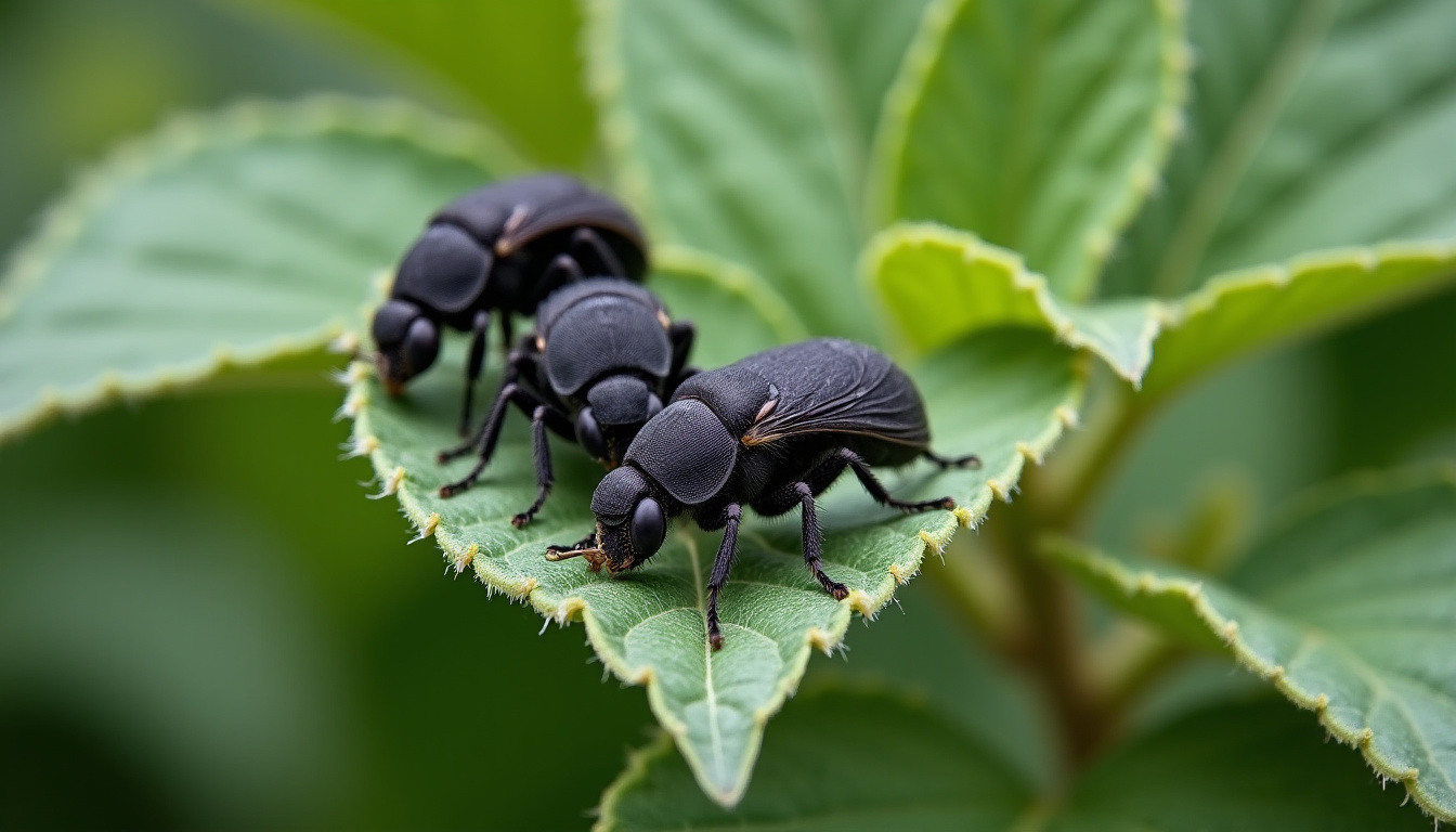 Identification visuelle des différentes espèces de pucerons noirs sur des plantes hôtes comme la fève et le cerisier