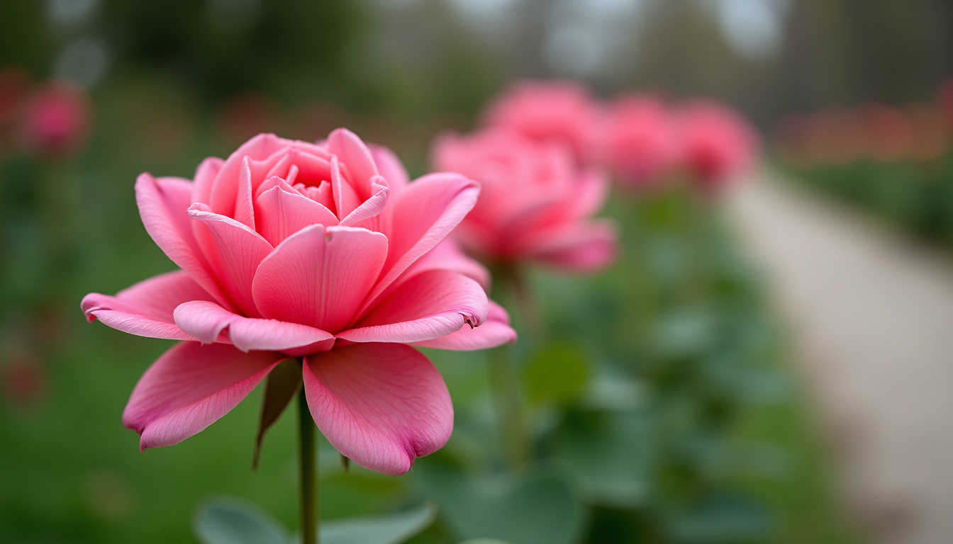 Pivoines plantées dans un parc public dans le cadre d