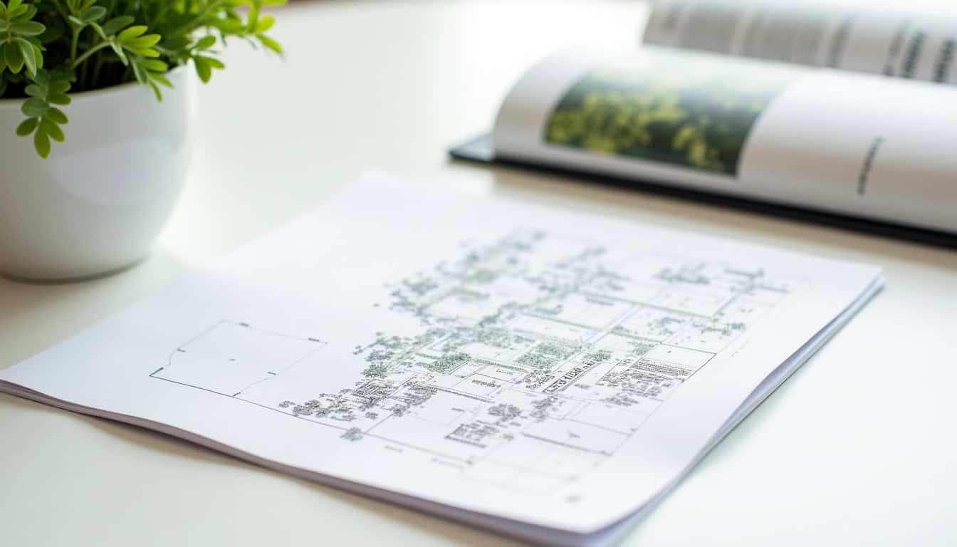 Plan de jardinage annoté avec des illustrations provenant du guide P