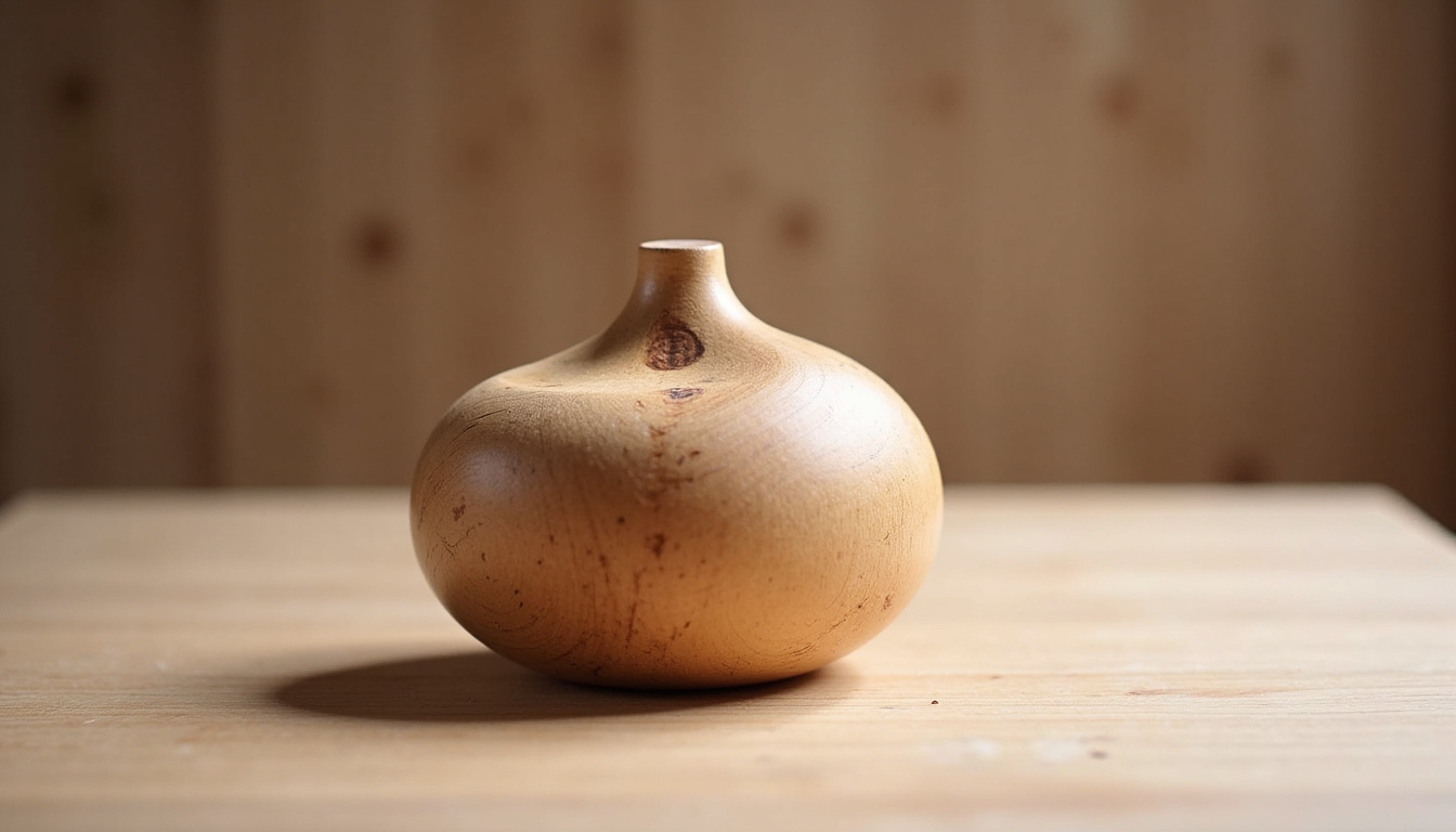 Projet de tournage sur bois terminé: un bol en frêne avec finition huilée, posé sur un établi en atelier