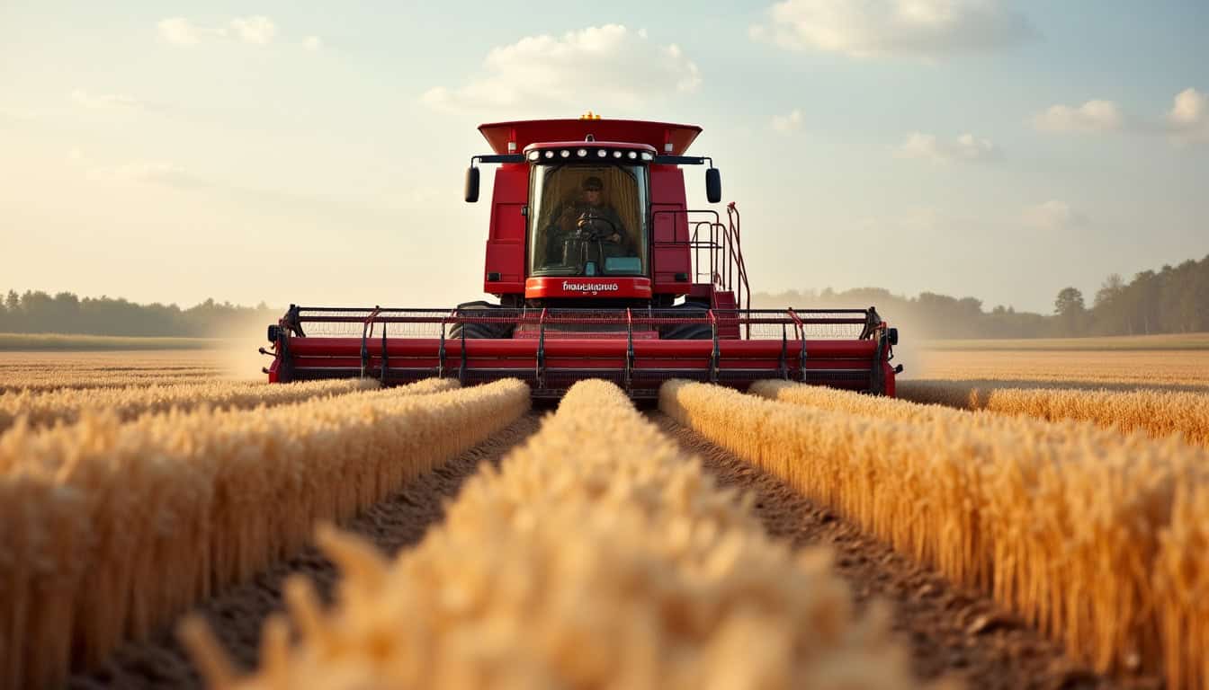 Camion épi de blé dans champ agricole.