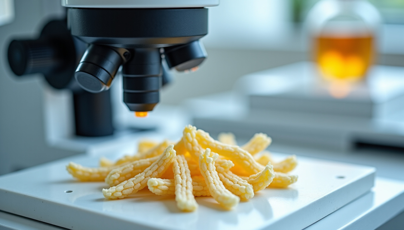 Scientifique analysant des épis de céréales barbues sous microscope dans un laboratoire