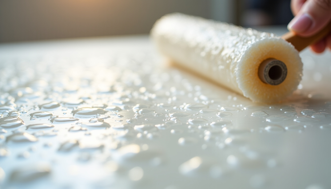 Application de résine polyester sur un tissu de verre avec rouleau et pinceau