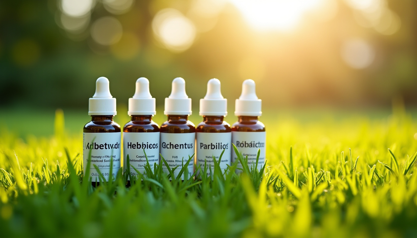 Comparaison de différents types de désherbants sélectifs pour gazon disposés sur une pelouse