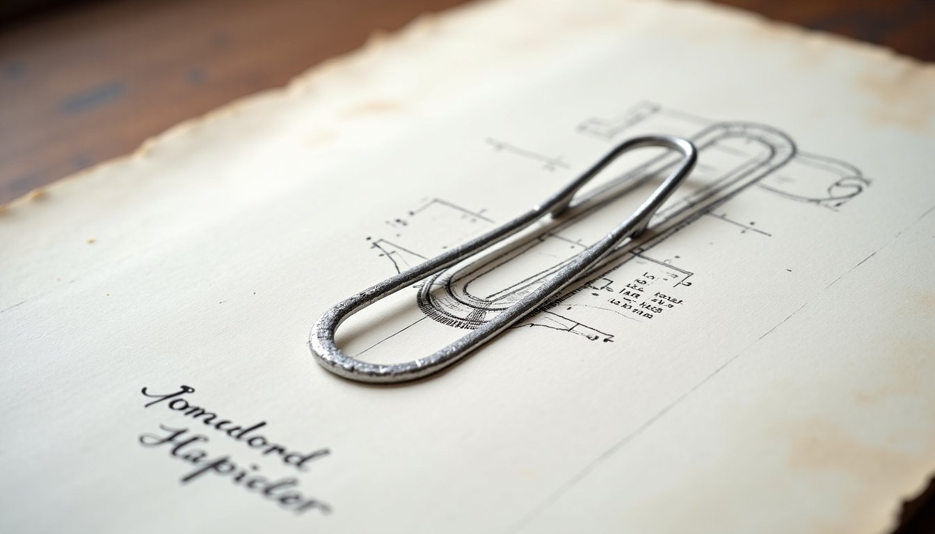 Dessin technique du brevet de Johan Vaaler en 1899, montrant un trombone sans boucle complète