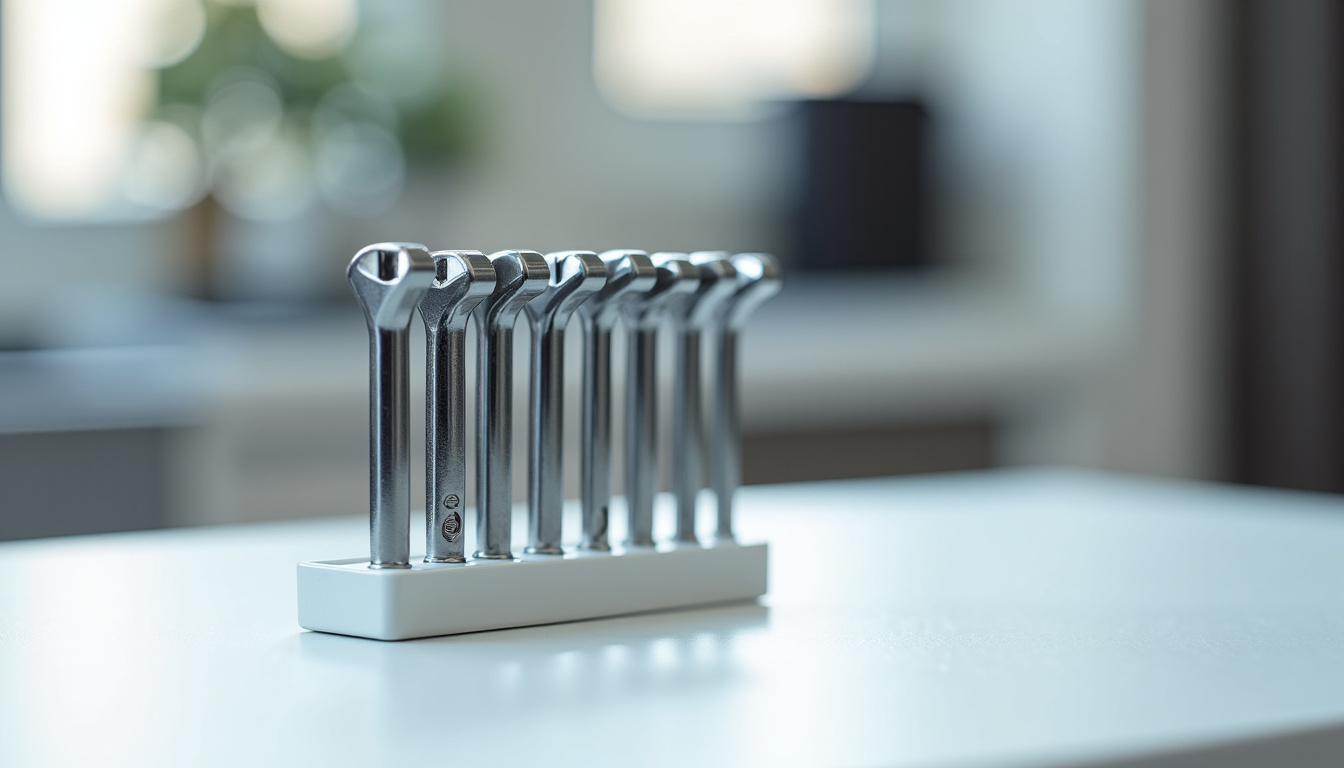 Jeu de clés Allen rangées sur un support en plastique avec identification des tailles