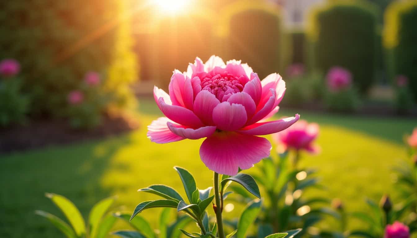 Pivoine plantée en plein soleil dans un jardin bien exposé