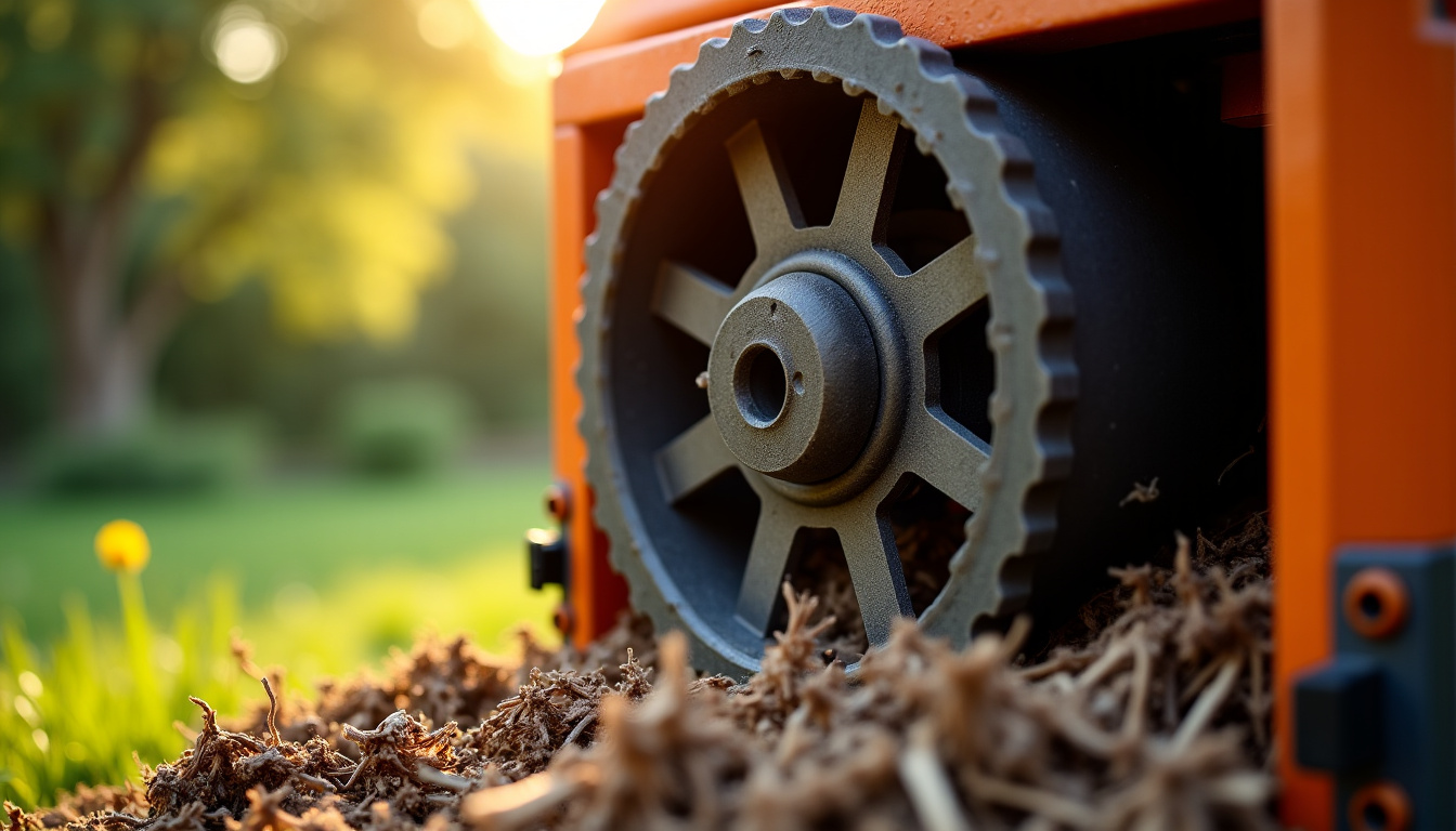 Système de broyage à rotor montré en détail sur un broyeur de branches