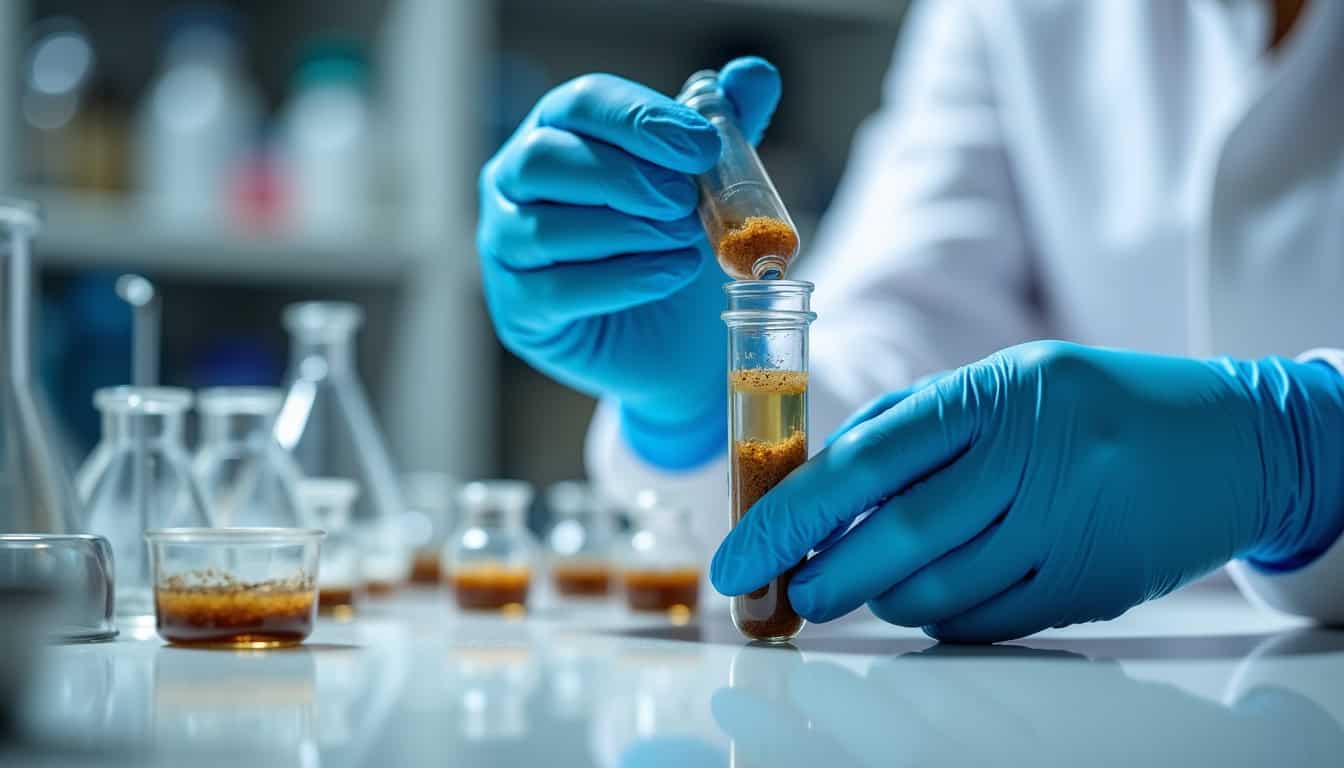 Technicien en train d’analyser un échantillon de sol en laboratoire pour mesurer la CEC