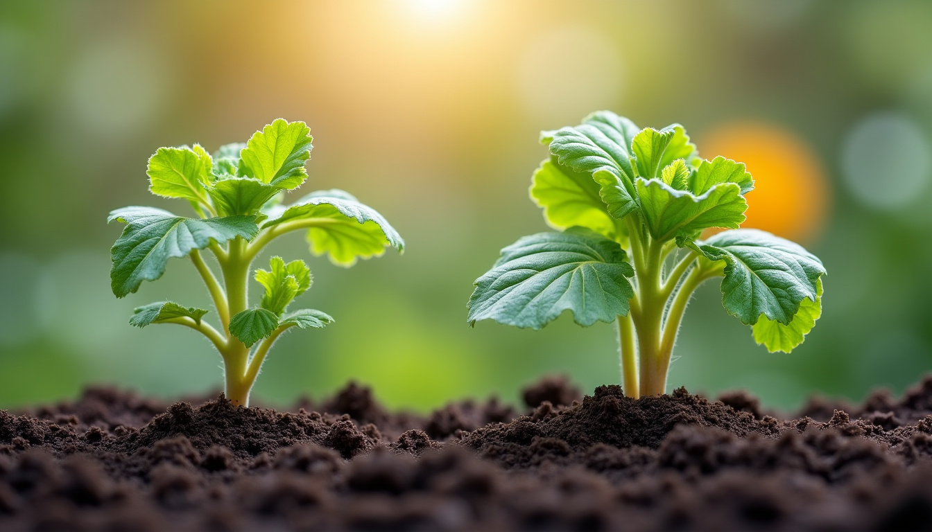 Expérience de croissance de légumes à proximité de tagètes, montrant un développement réduit