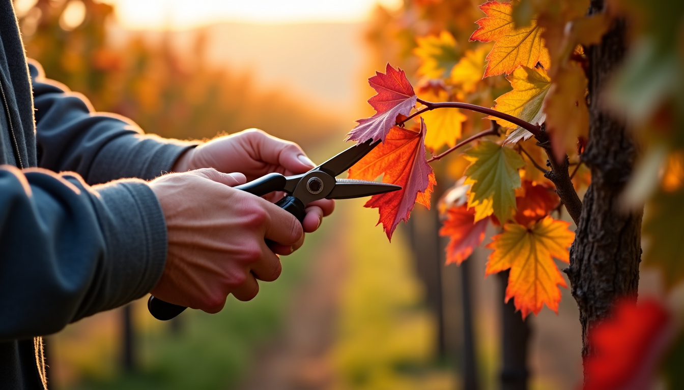 Prélèvement des sarments de vigne en automne pour le bouturage