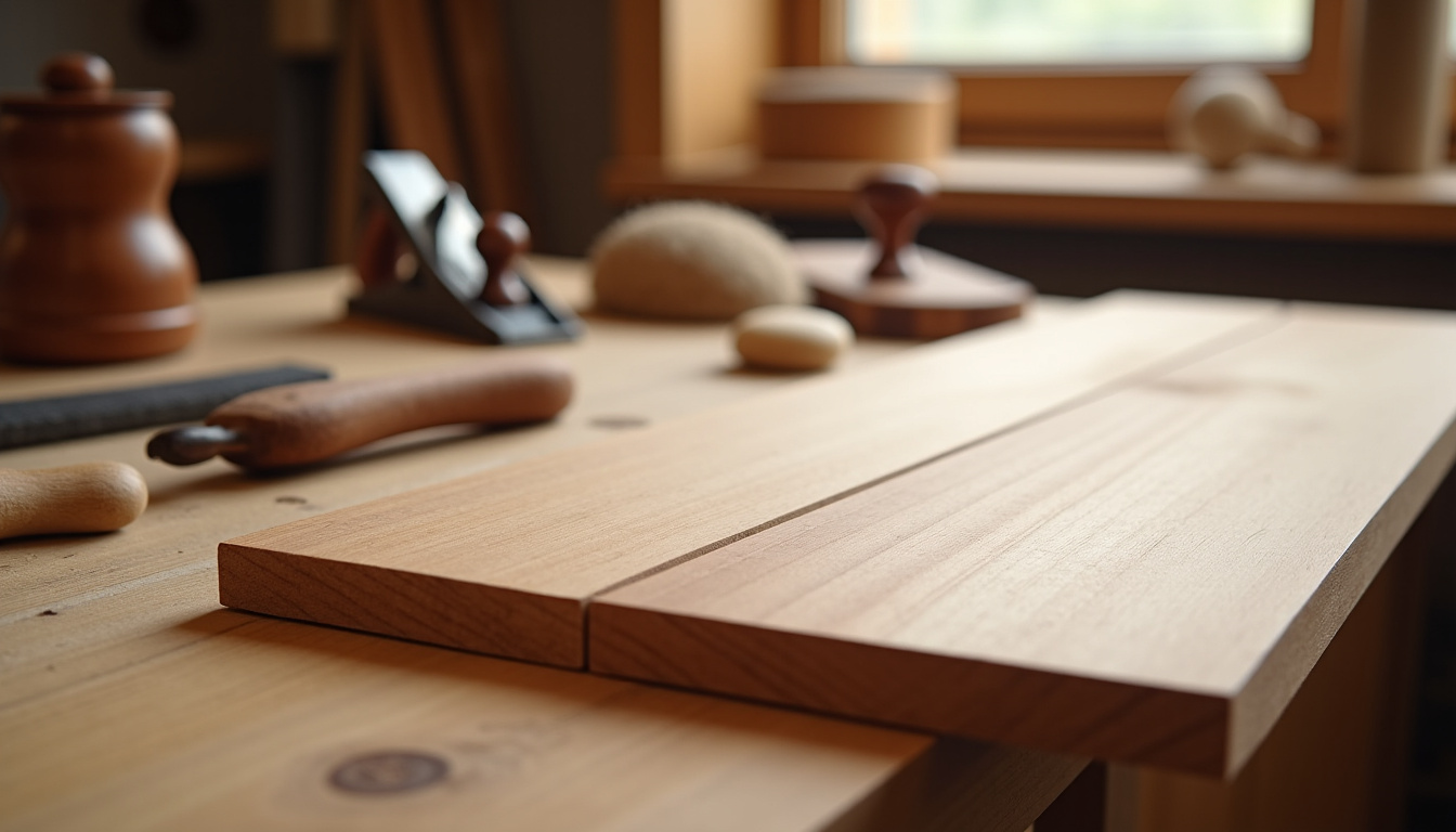 Préparation d’un parquet chanfreiné avec outils de finition visibles