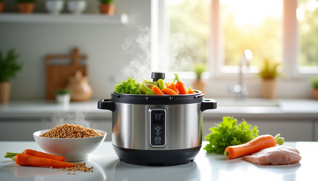 Utilisation de la cocotte-minute pour préparer des aliments sains comme des légumes, des légumineuses et des protéines maigres