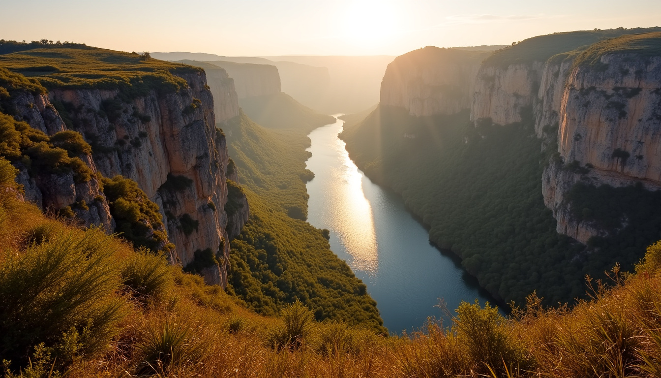 Vue panoramique sur les gorges de la Vis depuis les hauteurs du Causse de Blandas