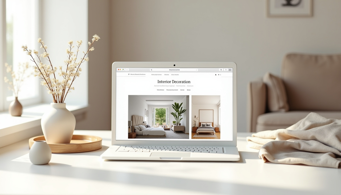 Page d'accueil de maisonfloralis.fr avec une interface épurée et des visuels de décoration intérieure inspirants