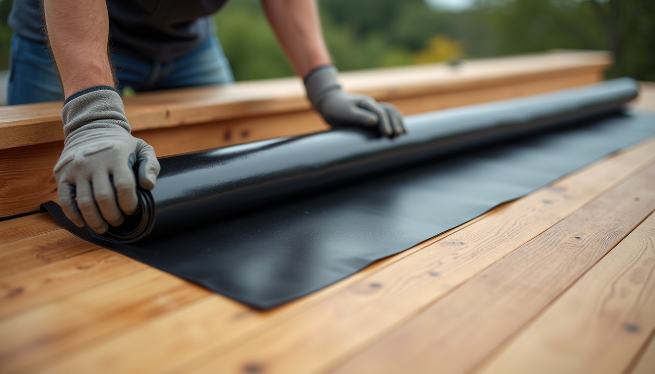 Pose d’une membrane d’étanchéité sur un toit plat en bois