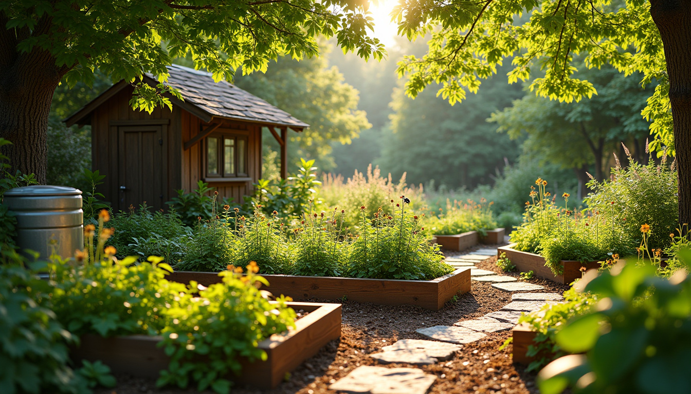 Illustration des grandes thématiques du jardinage écologique: permaculture, biodiversité, aménagement durable