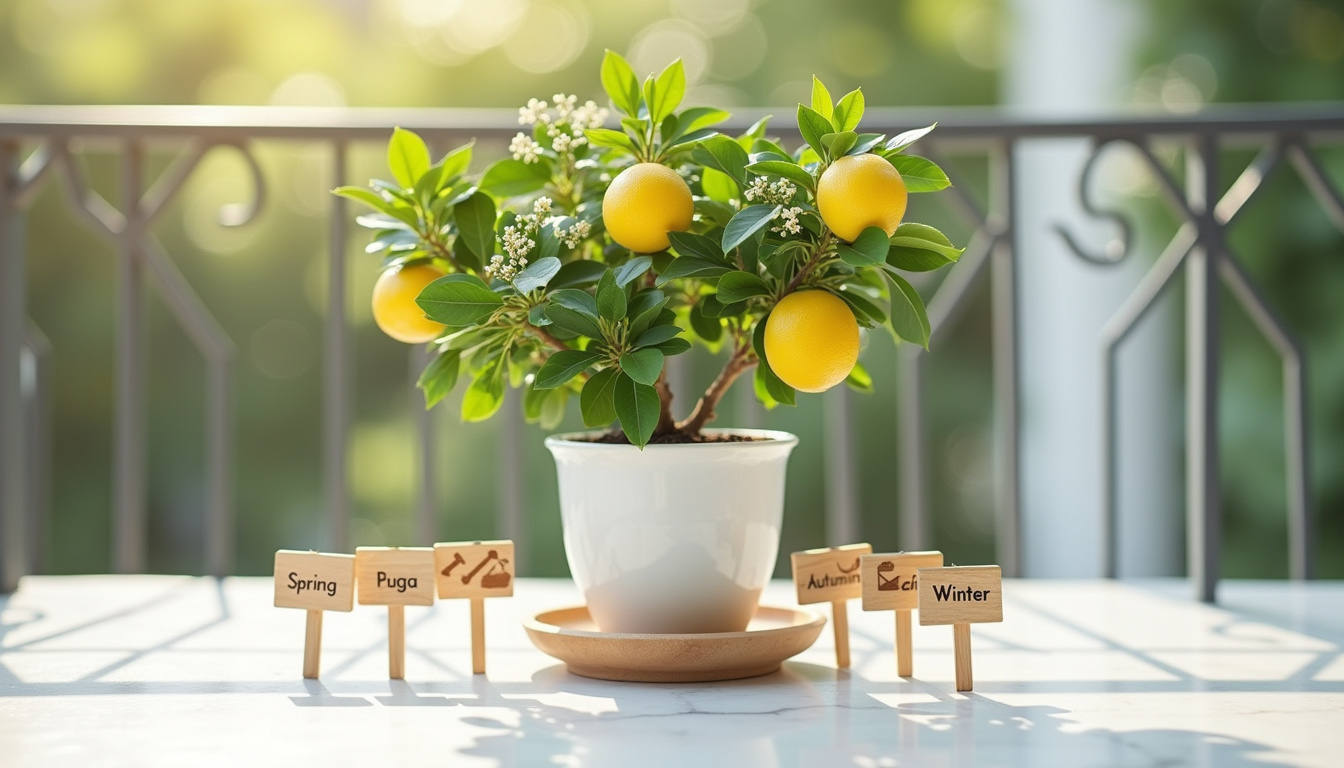 Planning annuel d’entretien du citronnier en pot avec les saisons et les tâches associées