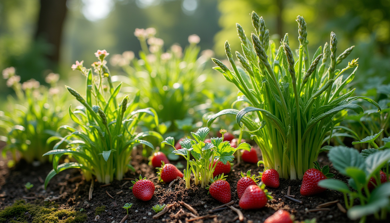 Plantes incontournables en permaculture: asperges, fraises des bois, poireau perpétuel